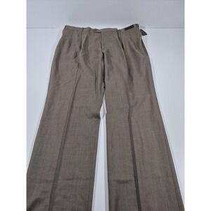 Gianelli Dress Pants Mens 46x36 Beige Wool Tweed Pleated Classic Fit NWT
